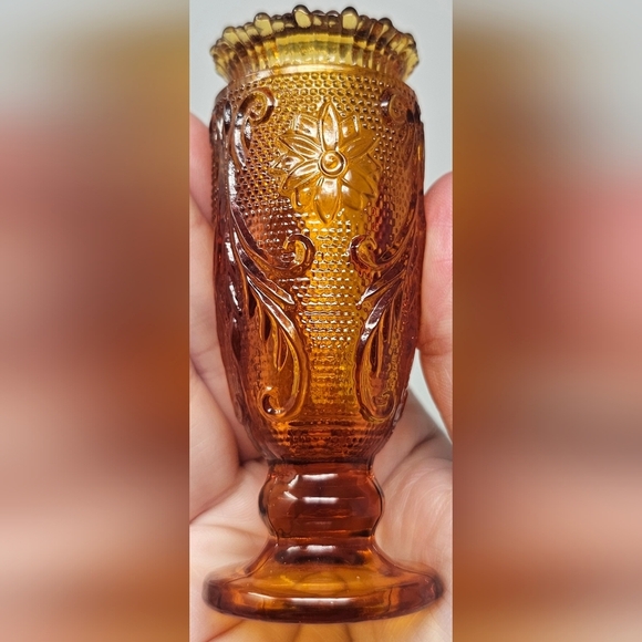 Vintage Indiana Glass Tiara Sandwich Pattern Mini Bud Vase Toothpick Holder 4" - Picture 4 of 9